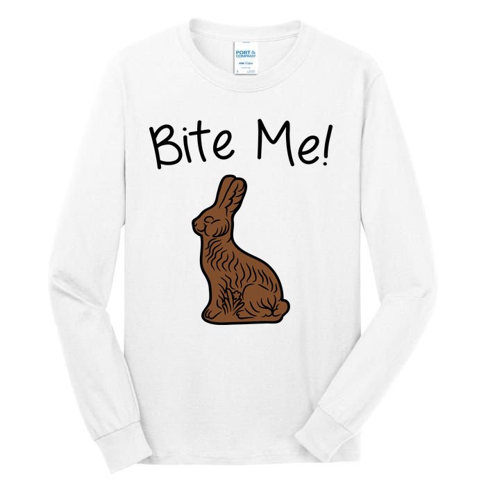 Bite Me Funny Chocolate Easter Bunny Tall Long Sleeve T-Shirt