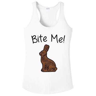 Bite Me Funny Chocolate Easter Bunny Ladies PosiCharge Competitor Racerback Tank