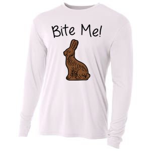 Bite Me Funny Chocolate Easter Bunny Cooling Performance Long Sleeve Crew