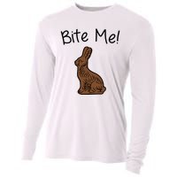 Bite Me Funny Chocolate Easter Bunny Cooling Performance Long Sleeve Crew