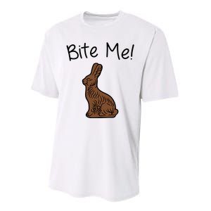 Bite Me Funny Chocolate Easter Bunny Performance Sprint T-Shirt