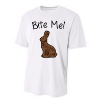 Bite Me Funny Chocolate Easter Bunny Performance Sprint T-Shirt