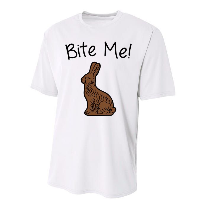 Bite Me Funny Chocolate Easter Bunny Performance Sprint T-Shirt