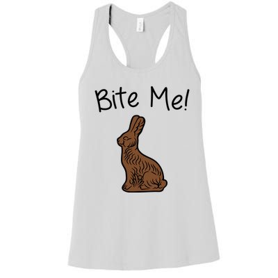 Bite Me Funny Chocolate Easter Bunny Women's Racerback Tank