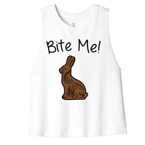 Bite Me Funny Chocolate Easter Bunny Women's Racerback Cropped Tank