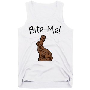 Bite Me Funny Chocolate Easter Bunny Tank Top