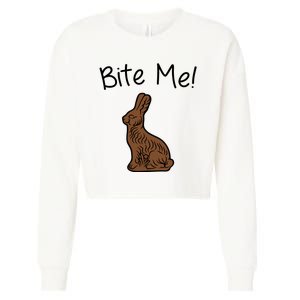 Bite Me Funny Chocolate Easter Bunny Cropped Pullover Crew