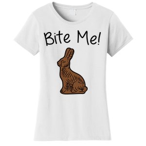 Bite Me Funny Chocolate Easter Bunny Women's T-Shirt