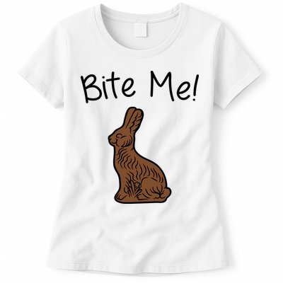 Bite Me Funny Chocolate Easter Bunny Womens T-Shirt
