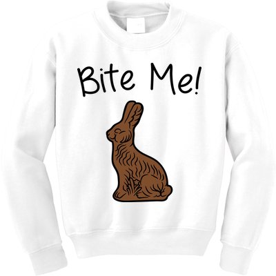 Bite Me Funny Chocolate Easter Bunny Kids Sweatshirt