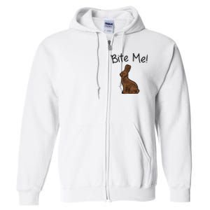 Bite Me Funny Chocolate Easter Bunny Full Zip Hoodie