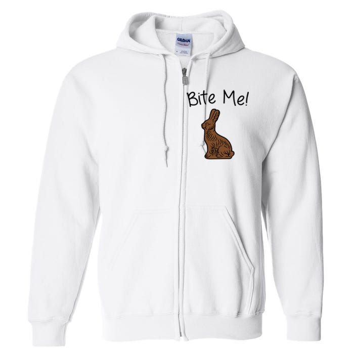 Bite Me Funny Chocolate Easter Bunny Full Zip Hoodie