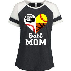 Ball Mom Funny Baseball Softball Basketball Hockey Mom Gift Enza Ladies Jersey Colorblock Tee