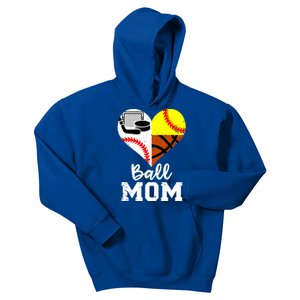 Ball Mom Funny Baseball Softball Basketball Hockey Mom Gift Kids Hoodie