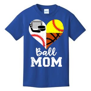 Ball Mom Funny Baseball Softball Basketball Hockey Mom Gift Kids T-Shirt