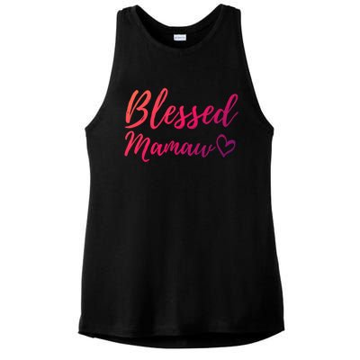 Blessed Mamaw Funny Gift Christmas Family Matching Thanksgiving Cute Gift Ladies PosiCharge Tri-Blend Wicking Tank