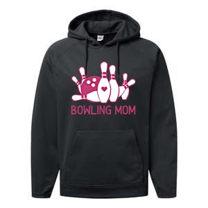 Bowling Mom Funny Gift For Bowlers Pink Bowling Ball Gift Bowl Gift Performance Fleece Hoodie