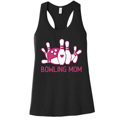 Bowling Mom Funny Gift For Bowlers Pink Bowling Ball Gift Bowl Gift Women's Racerback Tank