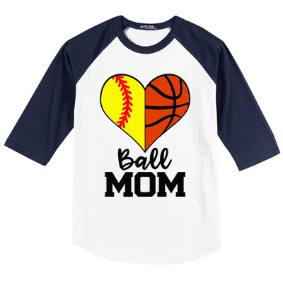 Ball Mom Funny Softball Basketball Player Mom Baseball Sleeve Shirt