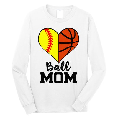 Ball Mom Funny Softball Basketball Player Mom Long Sleeve Shirt