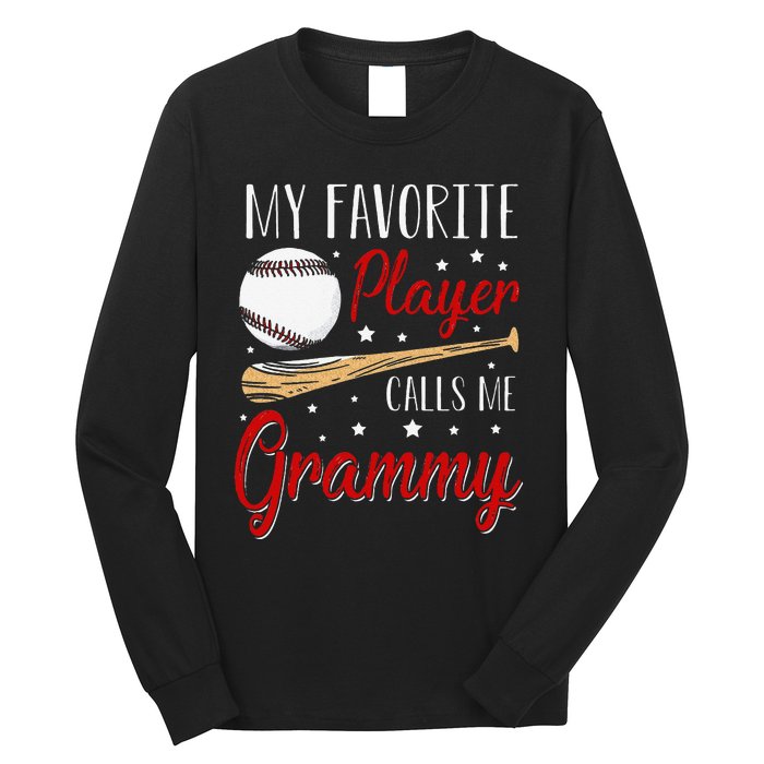 Baseball My Favorite Player Calls Me Grammy Heart Grandma Long Sleeve Shirt