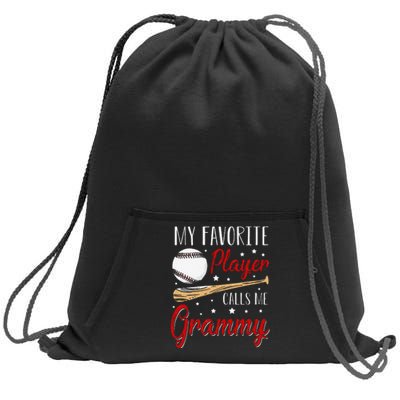 Baseball My Favorite Player Calls Me Grammy Heart Grandma Sweatshirt Cinch Pack Bag