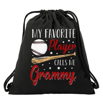 Baseball My Favorite Player Calls Me Grammy Heart Grandma Drawstring Bag