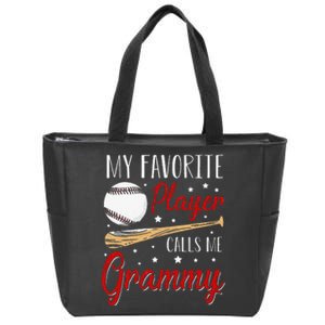 Baseball My Favorite Player Calls Me Grammy Heart Grandma Zip Tote Bag