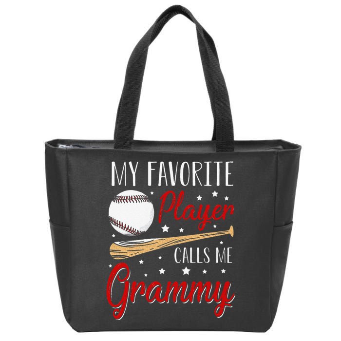 Baseball My Favorite Player Calls Me Grammy Heart Grandma Zip Tote Bag