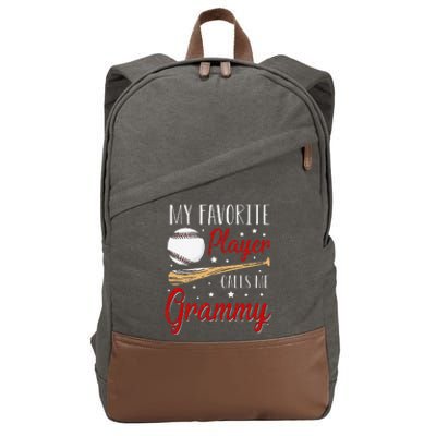 Baseball My Favorite Player Calls Me Grammy Heart Grandma Cotton Canvas Backpack