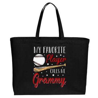 Baseball My Favorite Player Calls Me Grammy Heart Grandma Cotton Canvas Jumbo Tote