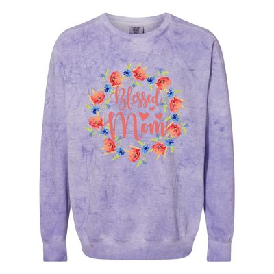 Blessed Mom Floral Style For Mother's Day Colorblast Crewneck Sweatshirt