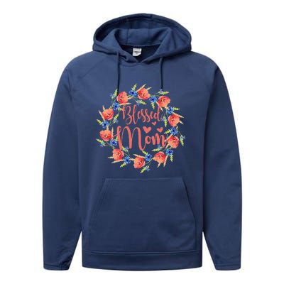 Blessed Mom Floral Style For Mother's Day Performance Fleece Hoodie