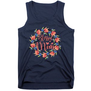 Blessed Mom Floral Style For Mother's Day Tank Top