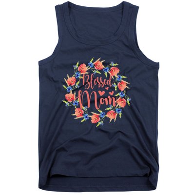 Blessed Mom Floral Style For Mother's Day Tank Top