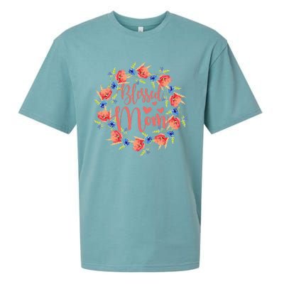 Blessed Mom Floral Style For Mother's Day Sueded Cloud Jersey T-Shirt