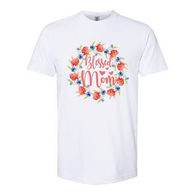 Blessed Mom Floral Style For Mother's Day Softstyle CVC T-Shirt