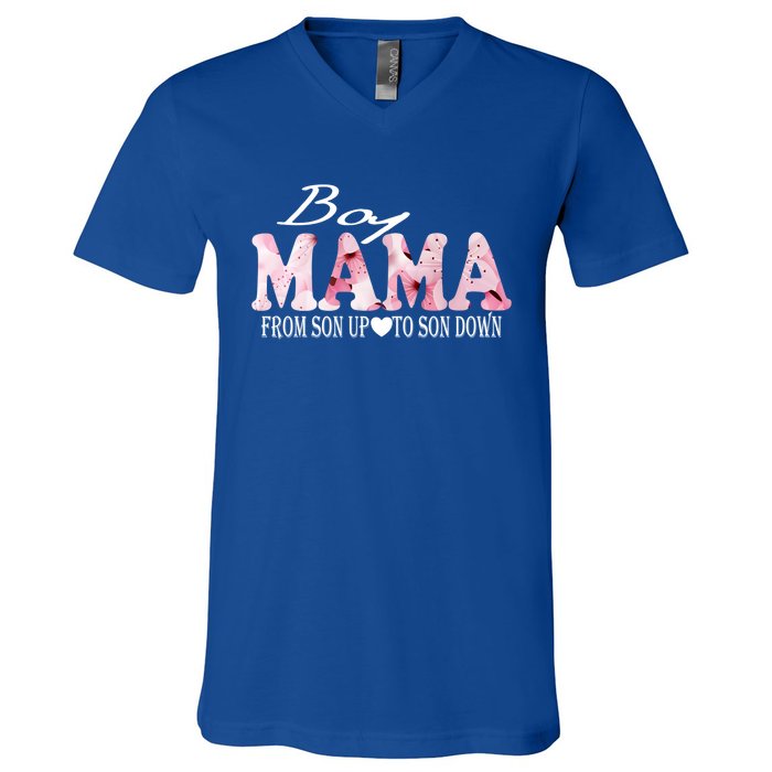 Boy Mama From Son Up To Son Down Funny Mother's Day Fun Mom Cute Gift V-Neck T-Shirt