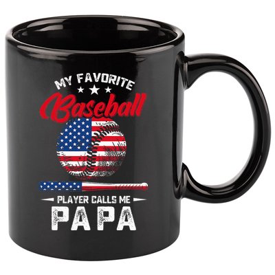 Baseball My Favorite Player Calls Me Papa Grandpa Gift 11oz C Handle Ceramic Mug
