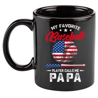 Baseball My Favorite Player Calls Me Papa Grandpa Gift 11oz C Handle Ceramic Mug