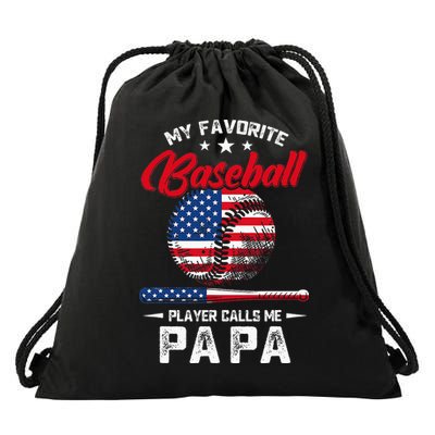Baseball My Favorite Player Calls Me Papa Grandpa Gift Drawstring Bag