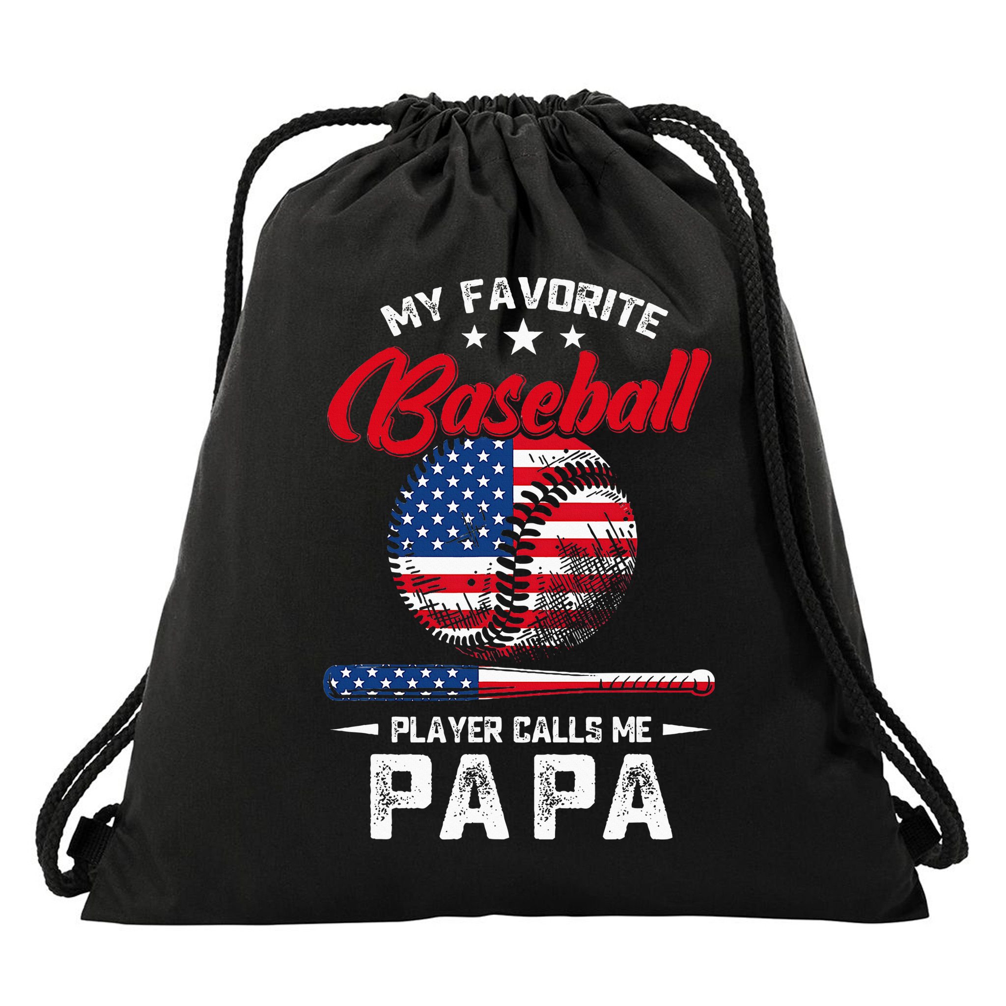 Baseball My Favorite Player Calls Me Papa Grandpa Gift Drawstring Bag
