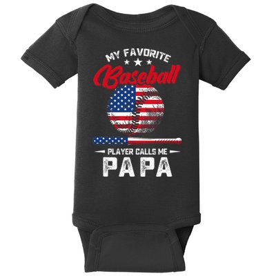 Baseball My Favorite Player Calls Me Papa Grandpa Gift Baby Bodysuit