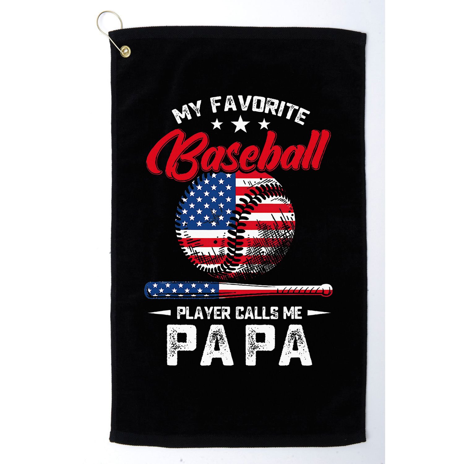 Baseball My Favorite Player Calls Me Papa Grandpa Gift Golf Towel