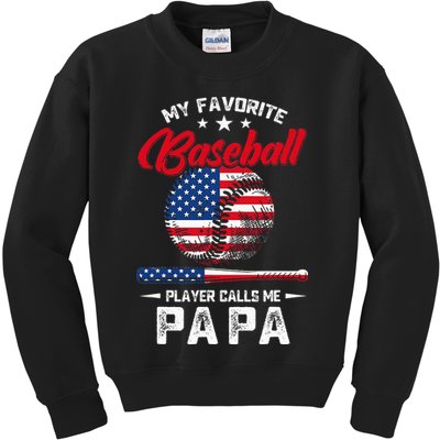 Baseball My Favorite Player Calls Me Papa Grandpa Gift Kids Sweatshirt