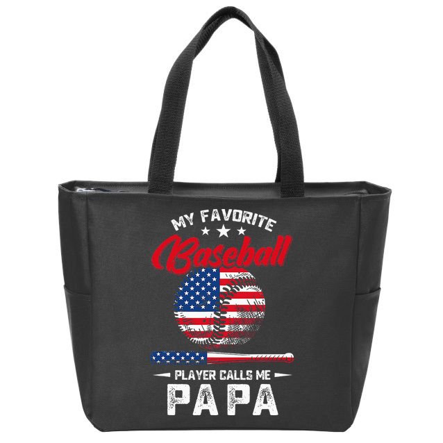 Baseball My Favorite Player Calls Me Papa Grandpa Gift Zip Tote Bag