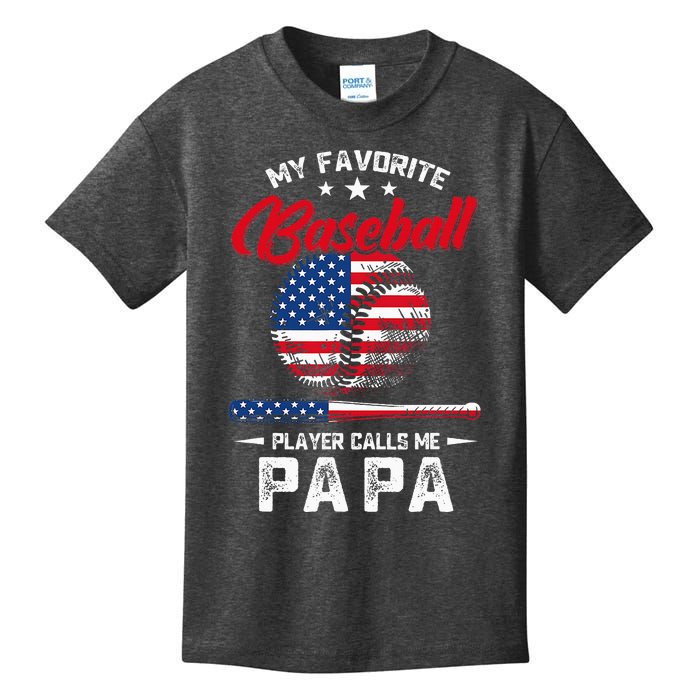 Baseball My Favorite Player Calls Me Papa Grandpa Gift Kids T-Shirt