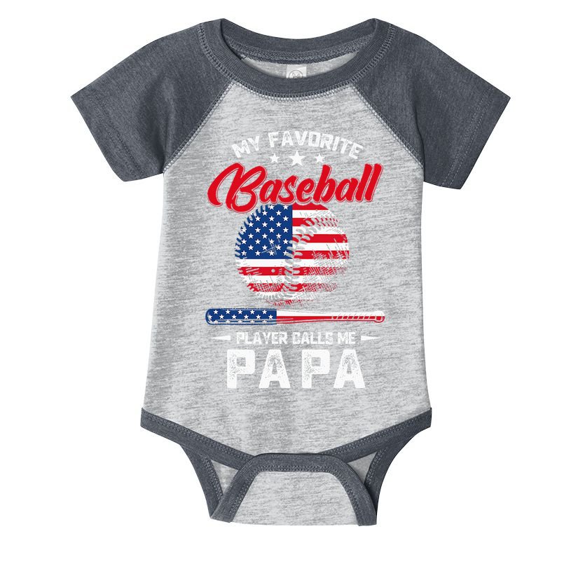 Baseball My Favorite Player Calls Me Papa Grandpa Gift Infant Baby Jersey Bodysuit