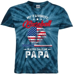 Baseball My Favorite Player Calls Me Papa Grandpa Gift Kids Tie-Dye T-Shirt