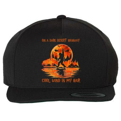 Bigfoot Middle Finger On A Dark Desert Highways Halloween Wool Snapback Cap